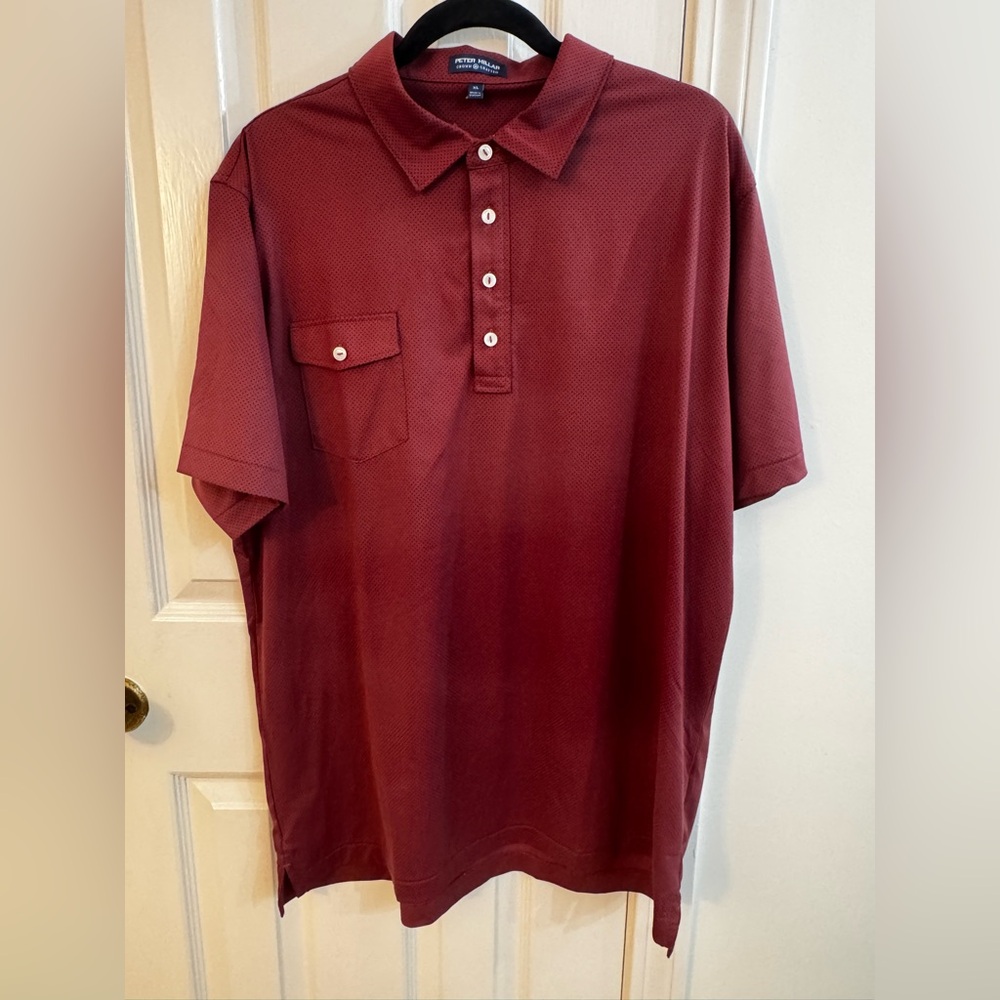 Men's Burgundy Peter Millar Polo with Pocket XL